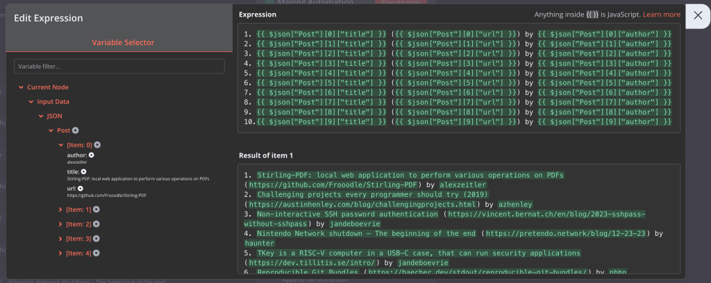 n8n cloud Expression Editor